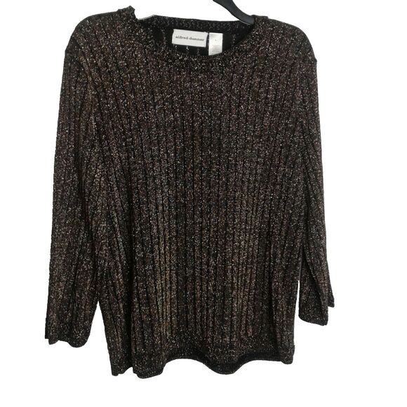 Alfred Dunner Large Black And Gold Women's Top blouse - Picture 1 of 3